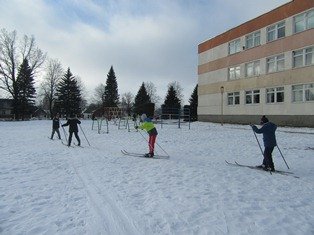Отработка техники ступающего шага на лыжах 